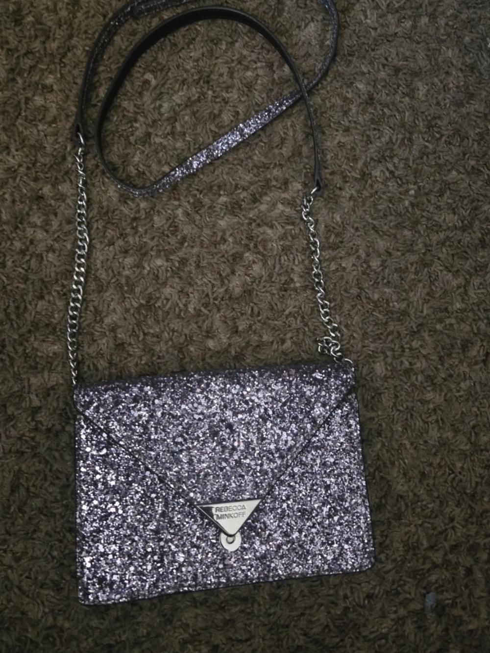 Rebecca Minkoff Glitter Silver Crossbody Envelope Bag
